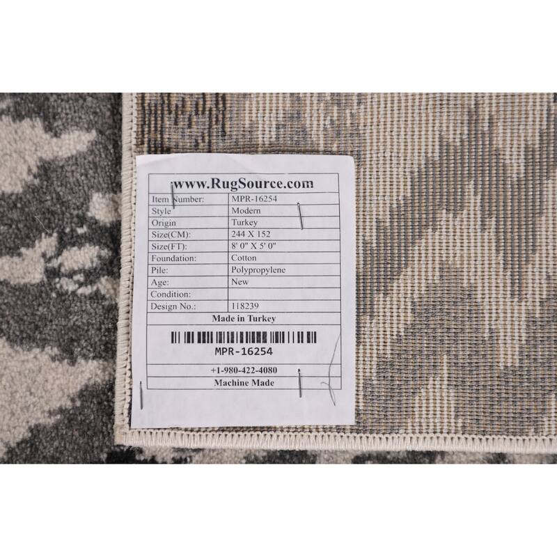 Beige Art & Craft Turkish Area Rug Machine Made Geometric Carpet - 5'0" x 8'0"