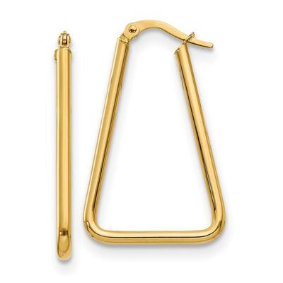 Curata 14k Yellow Gold Polished Triangle Geometric Shape 32.5x2mm Hoop Earrings