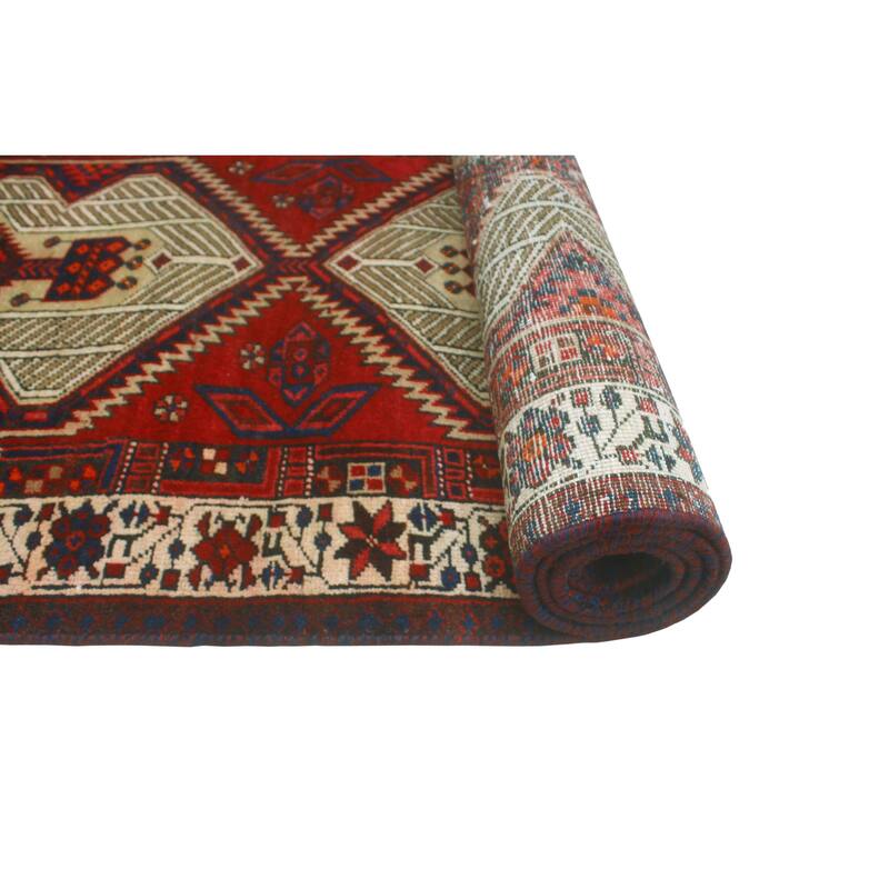 Fine Vintage Distressed Mama Red/Beige Runner - 3'0" x 10'8"