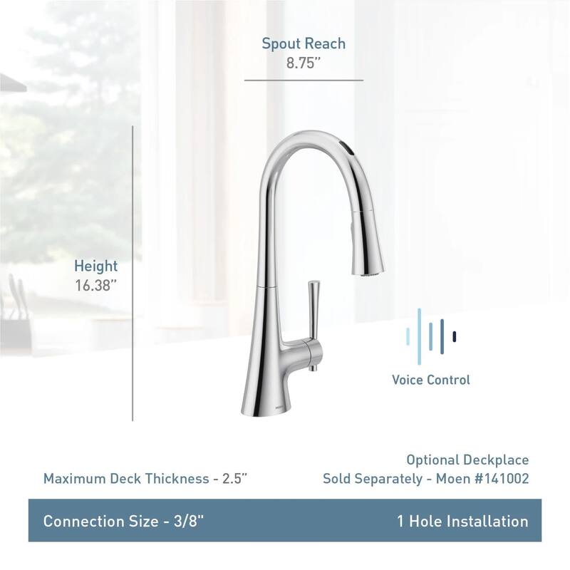Moen Kurv Smart Faucet 1.5 GPM Single Hole Pull Down Kitchen Faucet