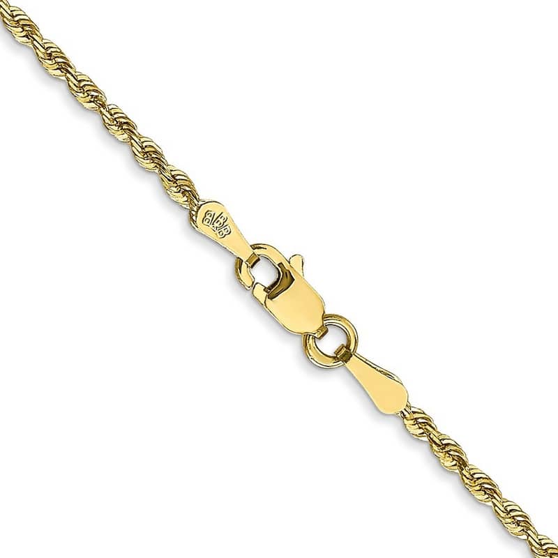 Curata 10k Yellow Gold Solid 1.84mm Sparkle Cut Quadruple Rope Chain Bracelet