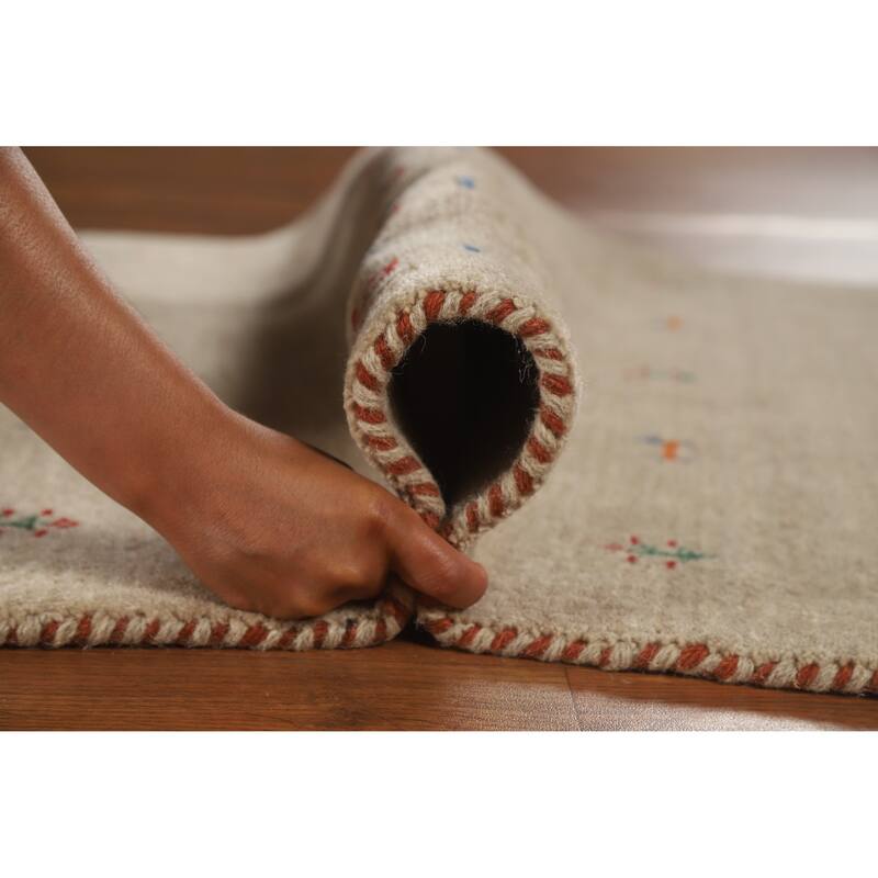 Hand Knotted Oriental 100% Wool Carpet Tribal Animal Pictorial Brown Gabbeh Area Rug - 4' 10'' X 3' 1''