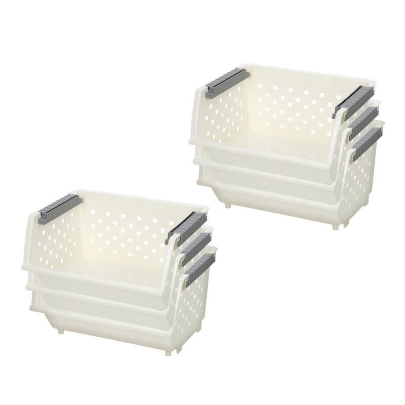 YBM Home Plastic Storage Stacking Bin for Home and Kitchen, Open Stackable Organizer Basket for Frequent Use in Pantry