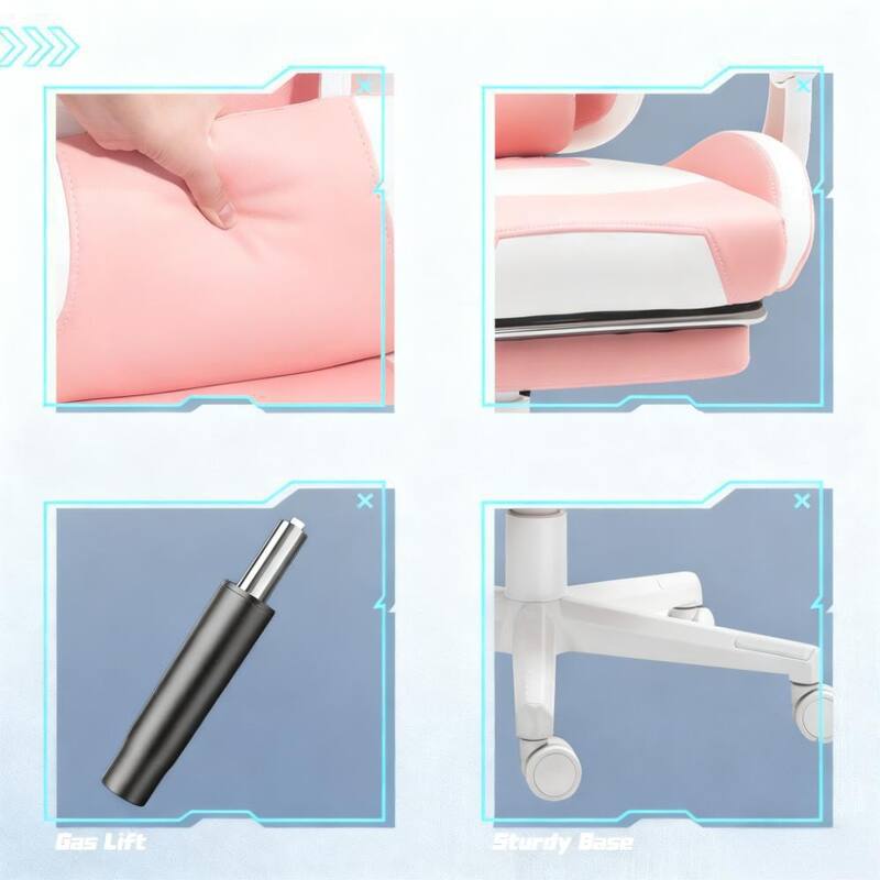 Faux Leather Gaming Chair with Footrest, Racing Gamer Chair, Headrest and Lumbar Support