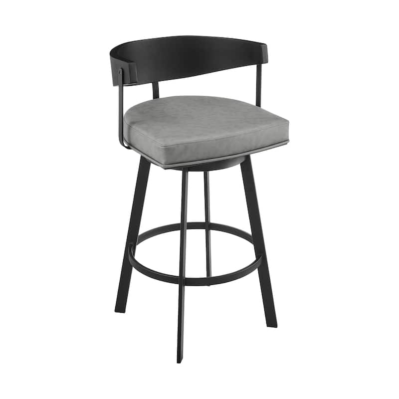 Lacey Mid-Century Swivel Bar Stool, Upholstered Counter Height Chair with Iron Frame