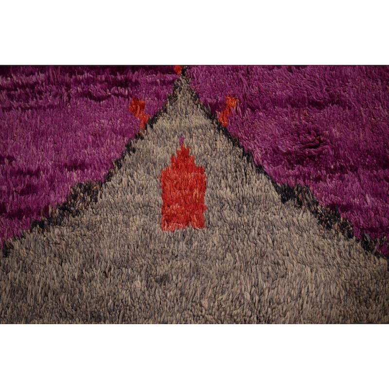 Purple Plush Moroccan Area Rug Handmade Wool Carpet - 8'11" x 12'8"