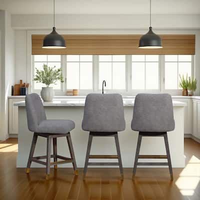 Amalie Upholstered Bar Stool, Swivel Counter Chair with Solid Wood Frame