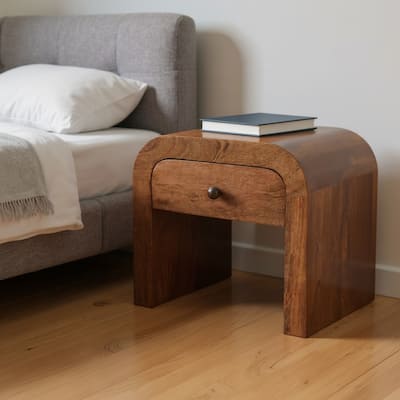 HomeRoots 16" Brown Solid Wood One Drawer Arched Nightstand
