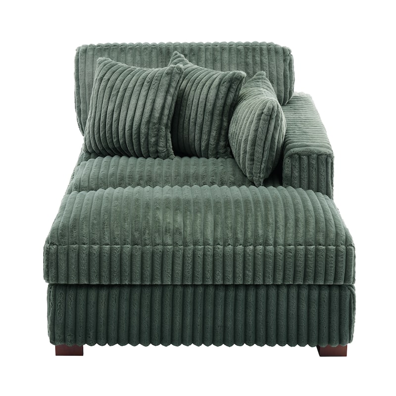 41" W Plush Corduroy Chaise Lounge with Pillows