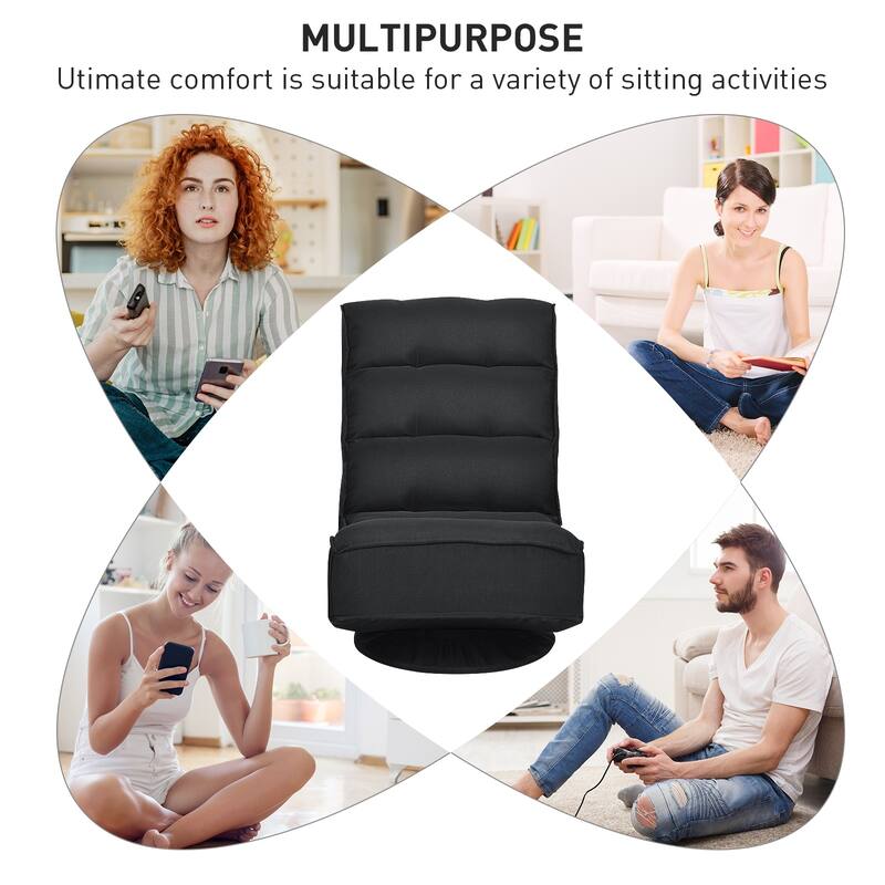 360-Degree Swivel Floor Chair with Foldable Design and Adjustable Backrest