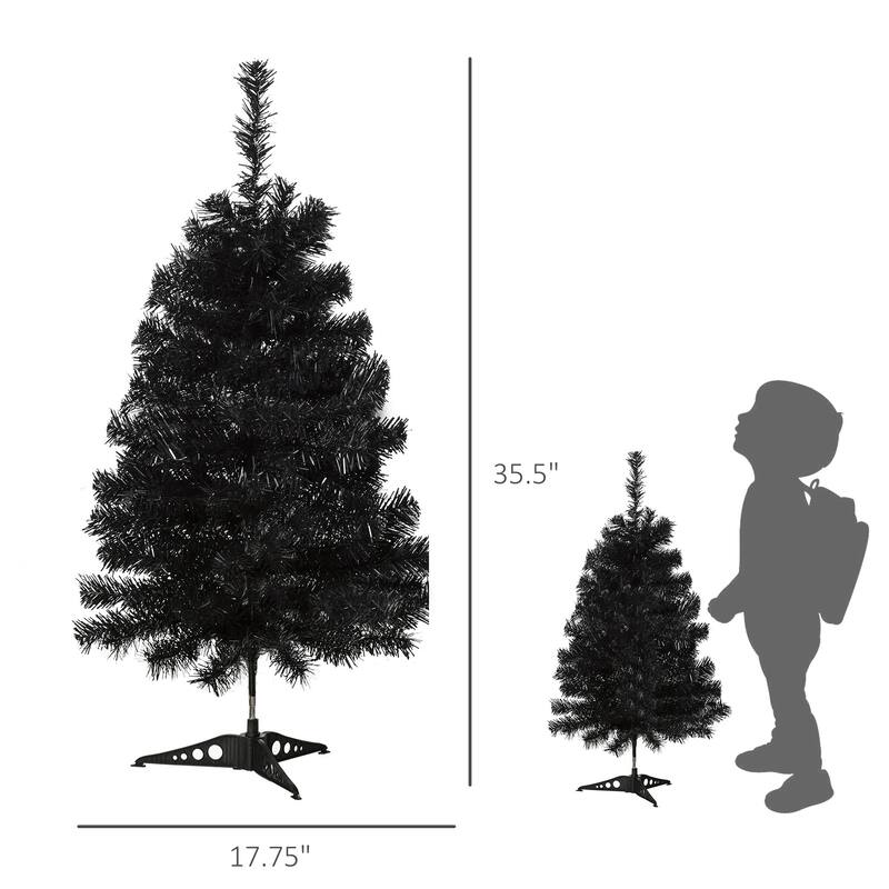 HOMCOM Black Christmas Tree with Stand, Xmas Unlit Artificial Christmas Tree, Black Christmas Decorations