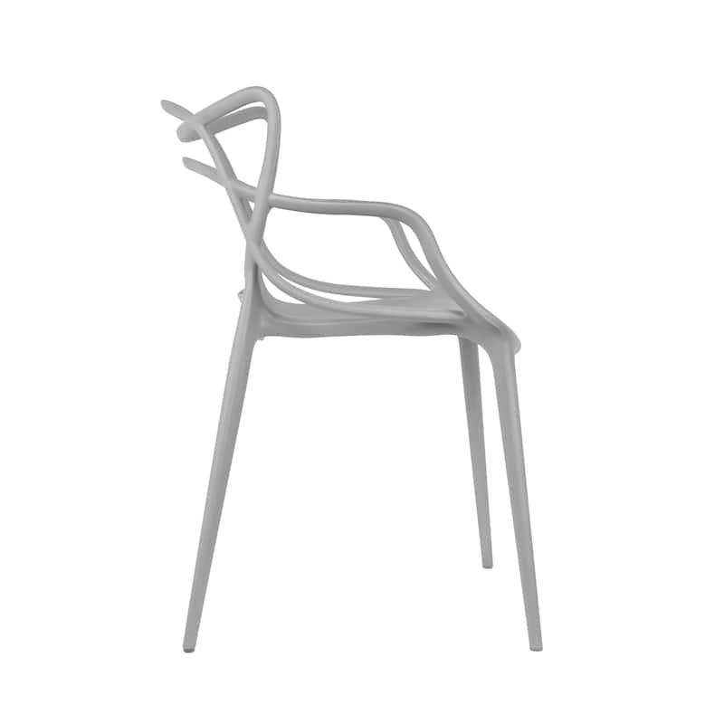Set of 4 Modern Stackable Dining Chairs, Contemporary Plastic Patio Chair for Indoor Kitchen or Outdoor use, Green