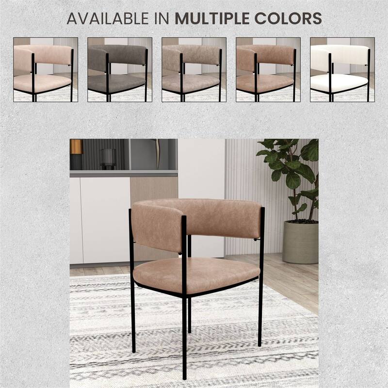 Leather Dining Chair with Open-Back Design and Powder Coated Iron Legs