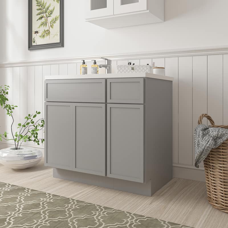 Vanity Art 36" Oak Freestanding Bathroom Vanity Cabinet without Top