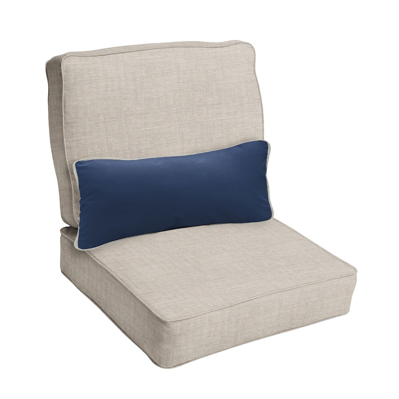 Sorra Home Oakley Sunbrella Solid Indoor/ Outdoor Corded Chair Cushion Set and Lumbar Pillow