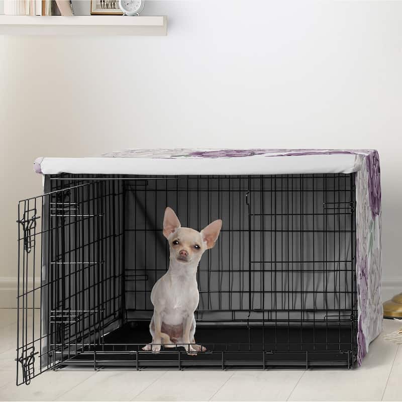 Sweet Jojo Designs Purple Lavender Boho Shabby Chic Floral Girl Dog Crate Kennel Cover 24in. -Bohemian Vintage Garden Watercolor