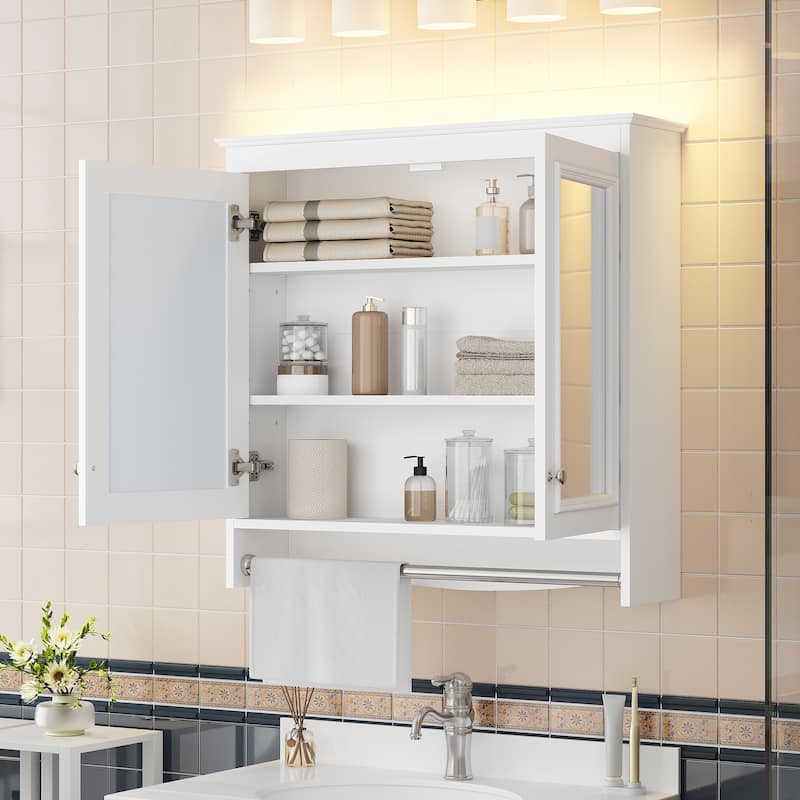 30" 3-in-1 Bathroom Mirror Medicine Cabinet - Wall Mounted with Adjustable Shelves, Soft Close Doors & High-Define Mirror