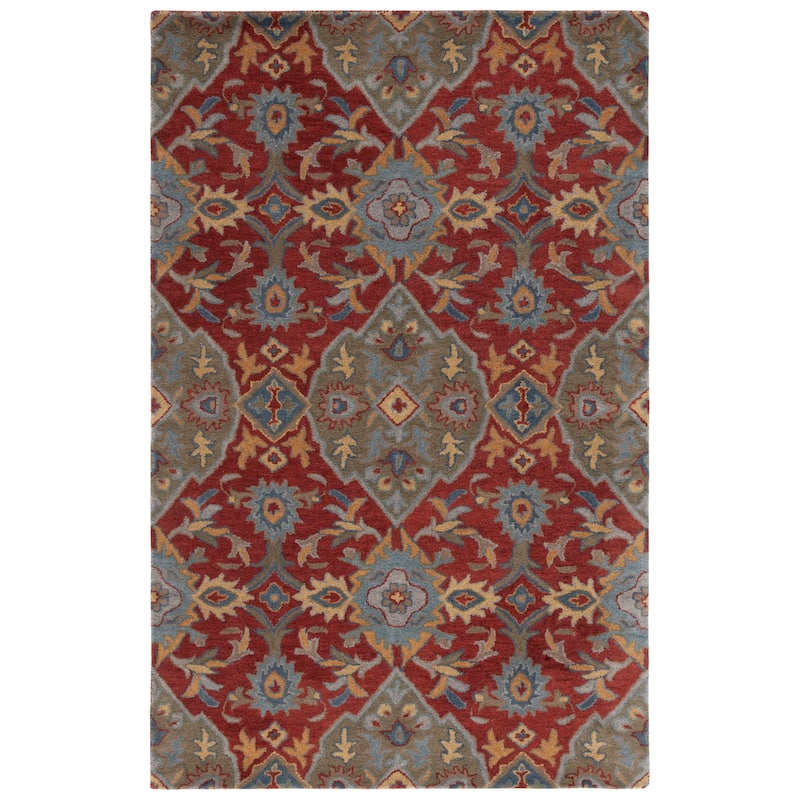 SAFAVIEH Heritage Sheena Hand-tufted Wool Area Rug - 6' Square - Red/Green