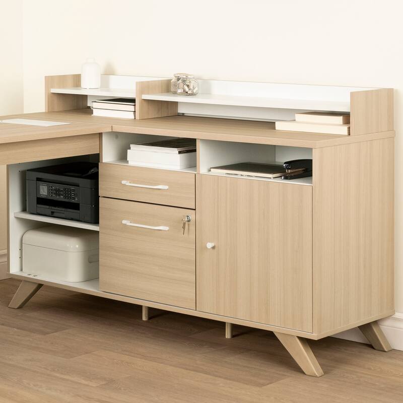 South Shore Helsy L-shaped Corner Desk with Power Bar