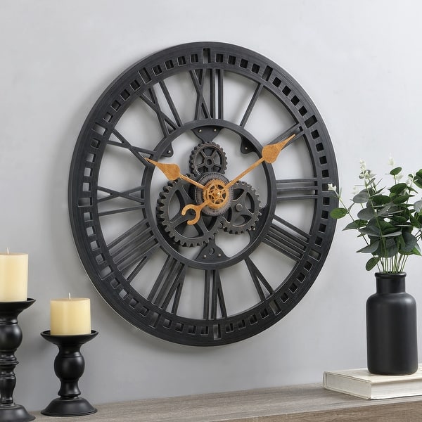 slide 2 of 8, FirsTime & Co. Roman Gear Wall Clock, American Crafted, Oil Rubbed Bronze, Plastic, 24 x 2 x 24 in