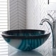 preview thumbnail 4 of 8, KRAUS Nature 17 in. Blue Round 19 mm thick Glass Vessel Bathroom Sink