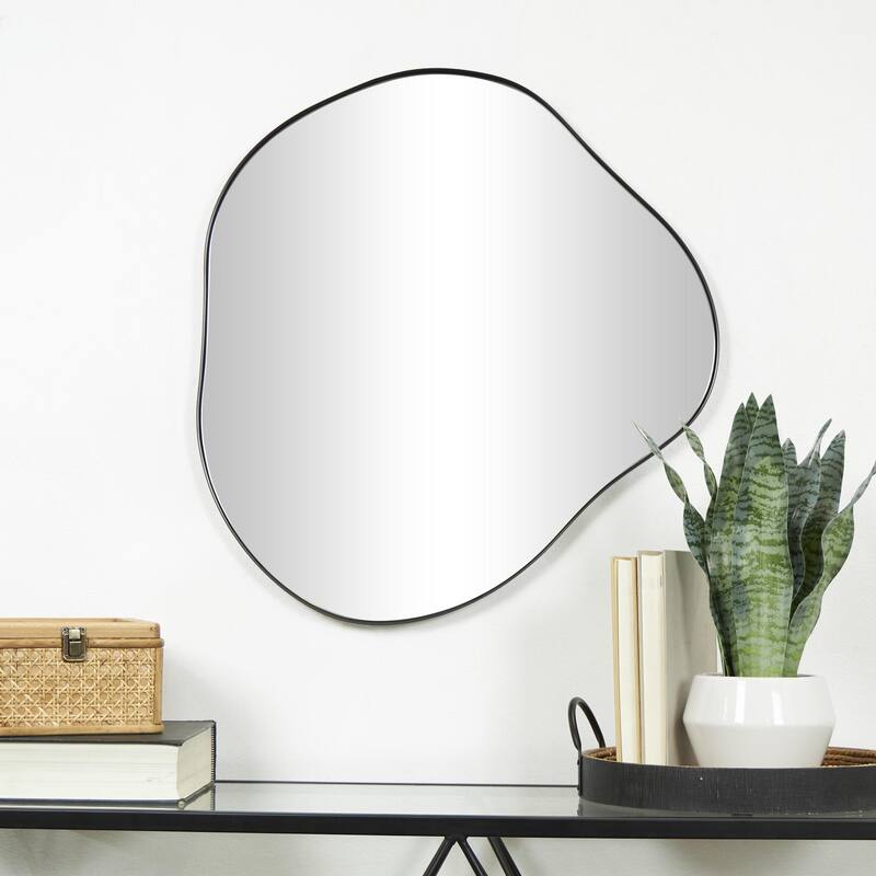 Metal Abstract Wavy Wall Mirror - Black - CosmoLiving by Cosmopolitan