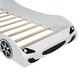 preview thumbnail 13 of 12, Wood Twin Size Race Car Platform Kids Bed Frame with LED Lights, Upholstered Backrest and Safety Rails for Bedroom, White