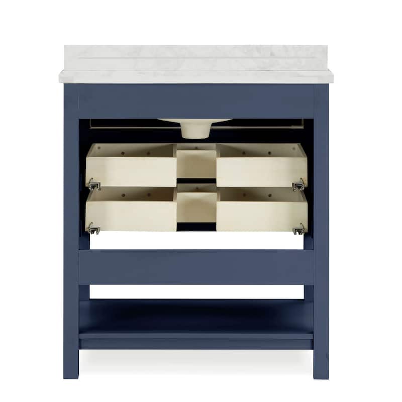 Furniture of America Anya 31" Single Bathroom Vanity with White Carrera Marble Top and Undermount Sink