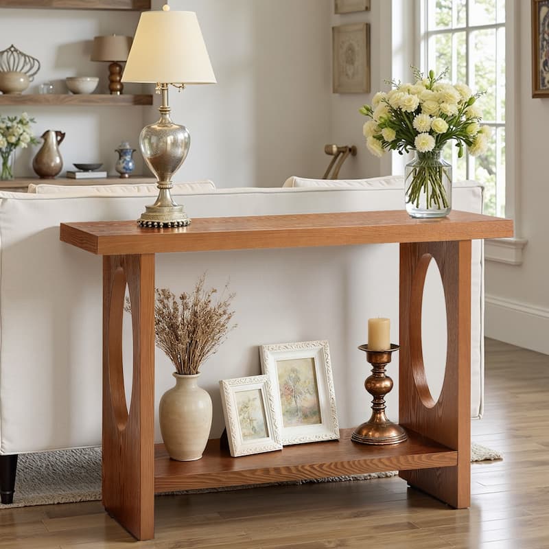 47.24" Solid Wood Veneer Console Table Entryway Sofa Table - 31.5"H x 47.24"L x 13.78"W