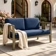 preview thumbnail 133 of 195, Outdoor Teak Solid Wood Patio Furniture Set Loveseat Armchair Table Collection Loveseat - Naturalframe-Navy