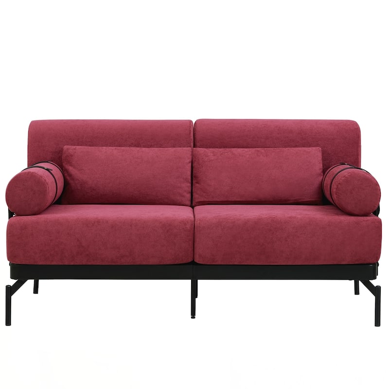 Modern Loveseat Sofa 59" Sofa Couch 2-Seater Sofa with Flexible USB Ports , Unique Cylindrical Armrests for Living Room