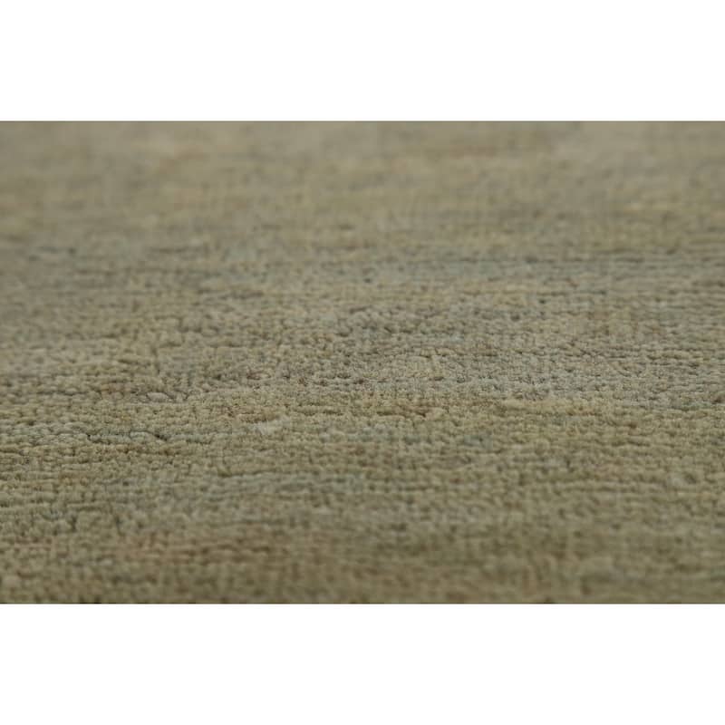 Muted Green Gabbeh Modern Rug Hand-Knotted Wool Carpet - 3'10"x 5'10"