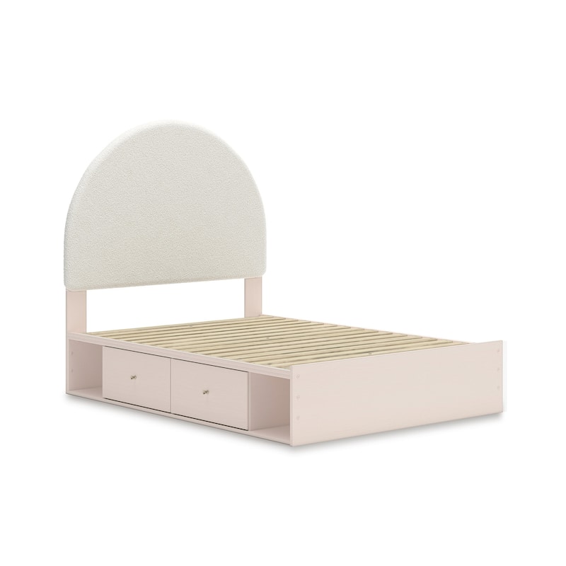 Signature Design by Ashley Wistenpine Pink/Cream Full Upholstered Panel Platform Bed with Storage