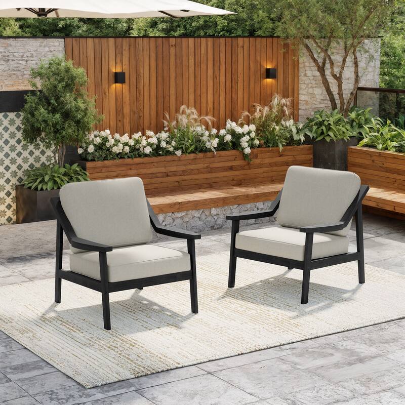 Solid Wood Outdoor Arm Chair Loveseat with Cushion