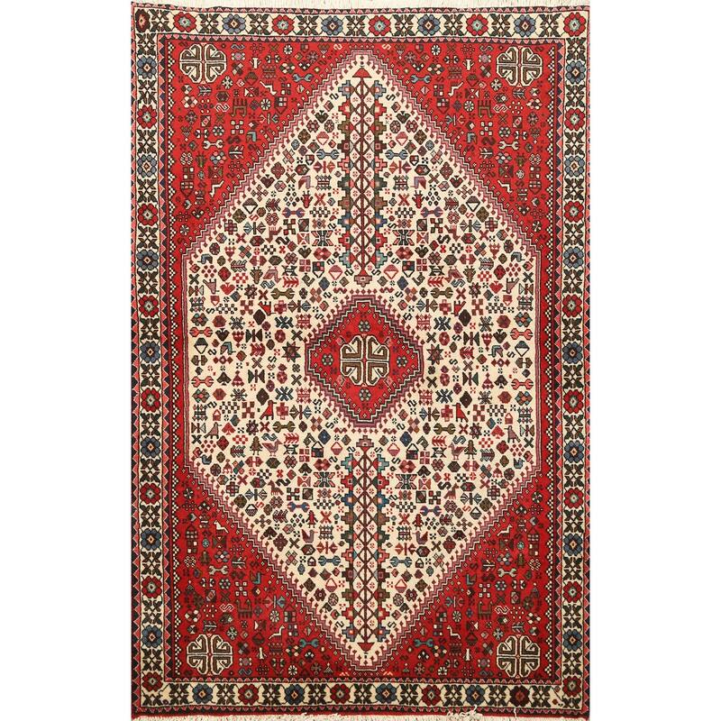 Vegetable Dye Tribal Abadeh Persian Wool Area Rug Handmade Carpet - 3'5" x 5'1"