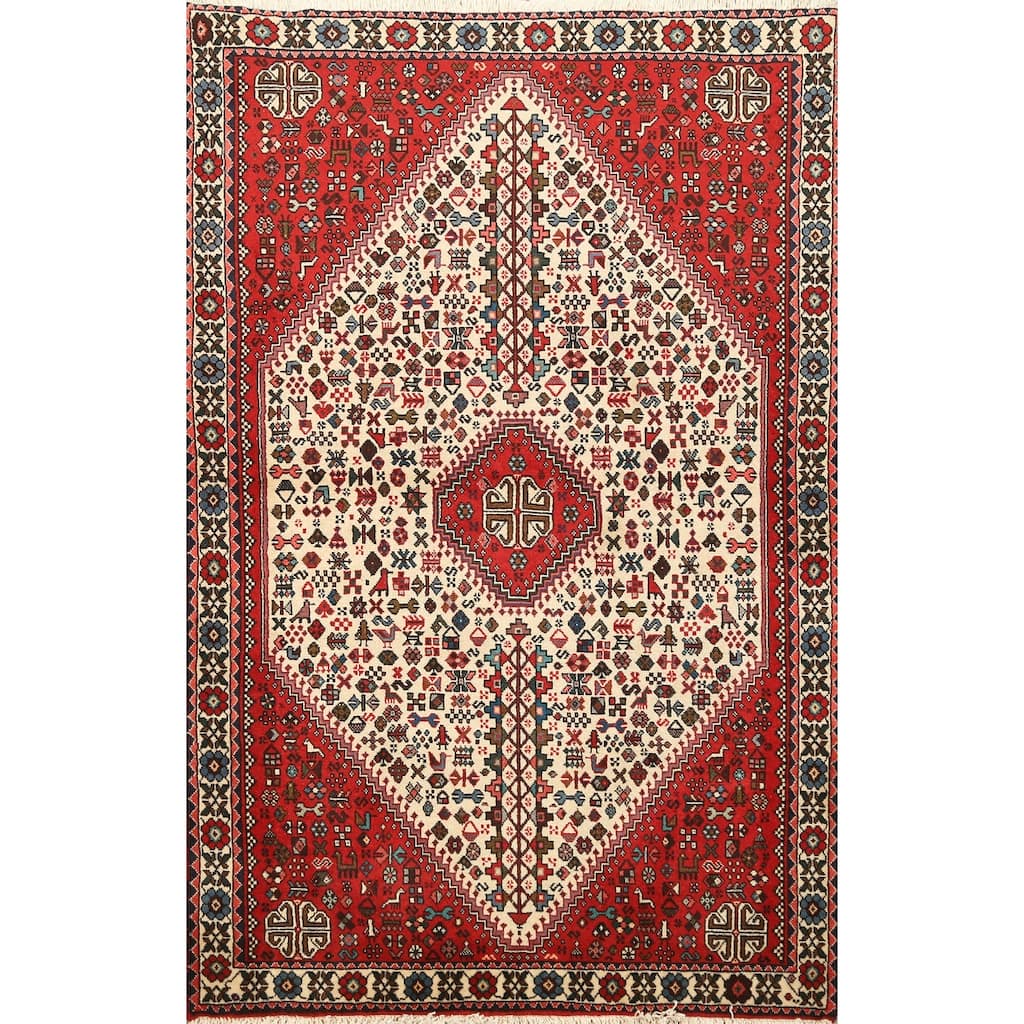 Vegetable Dye Tribal Abadeh Persian Wool Area Rug Handmade Carpet - 3'5" x 5'1"