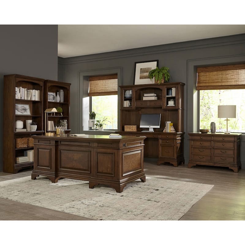 GDFStudio - Stigham Credenza Office Desk with 5 Drawers, Spacious Work Surface, Classic Rectangular Design