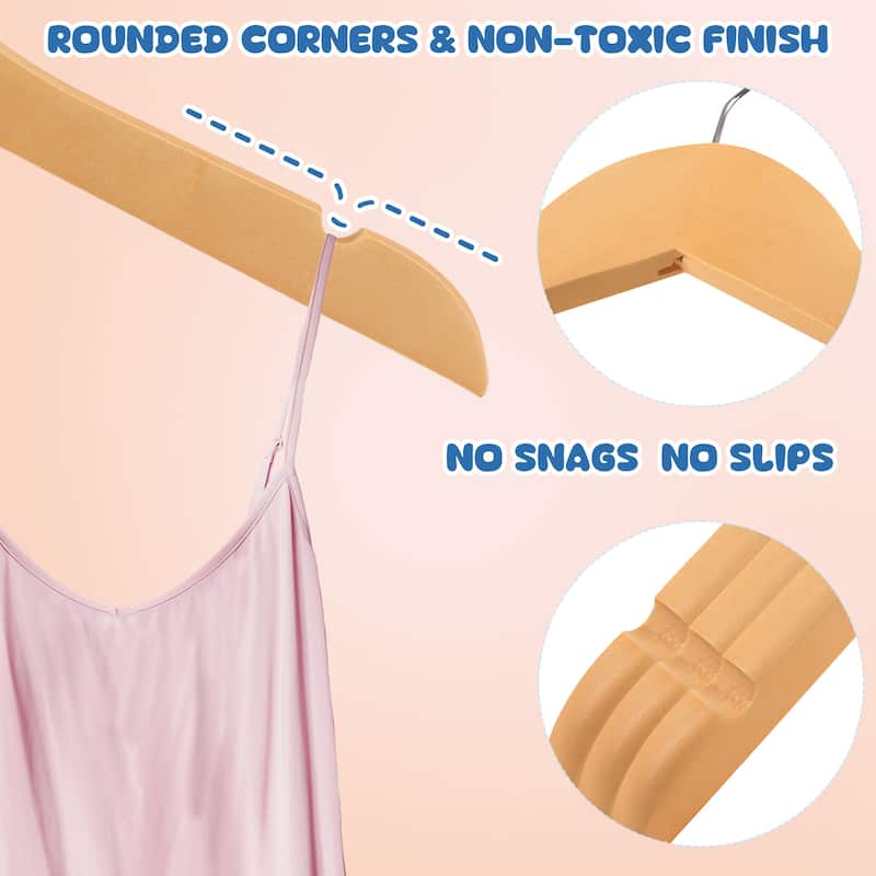 BP4U Kids Wooden Hangers, Wood Top Clothes Hangers for Baby, Newborns, Toddlers & Children's Shirts, Coats, Dresses