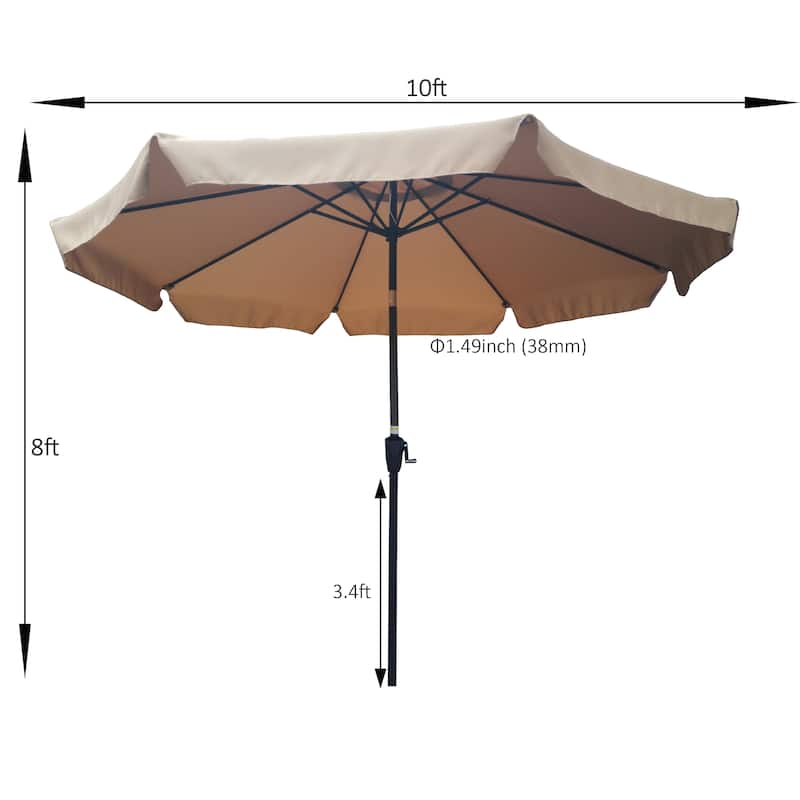 10 ft Patio Umbrella Market Table Round Umbrella Outdoor Garden,Beige / Chocolate / Bright Red / Brown
