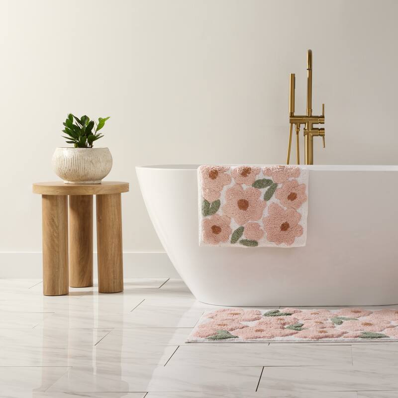 Becky Cameron 100% Cotton Floral Patterned Bath Mat