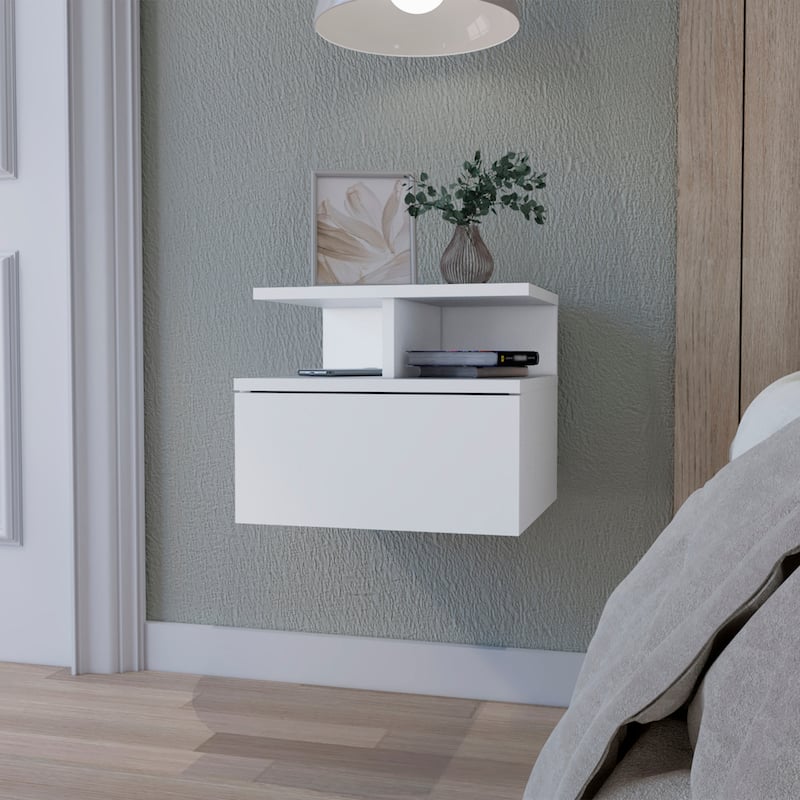 Floating Nightstand Flopini,One Drawer,Black Wengue Finish，for Living Room,and Dining Room