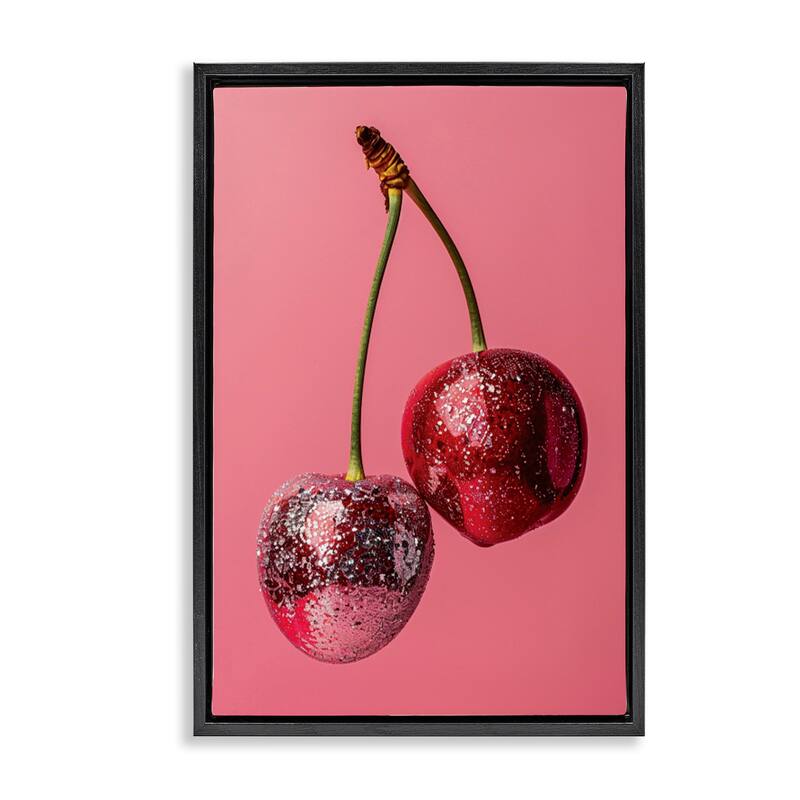 Stupell Dazzling Cherry Pair Framed Floater Canvas Wall Art Design By LSR Design Studio - 21 x 31 - Black