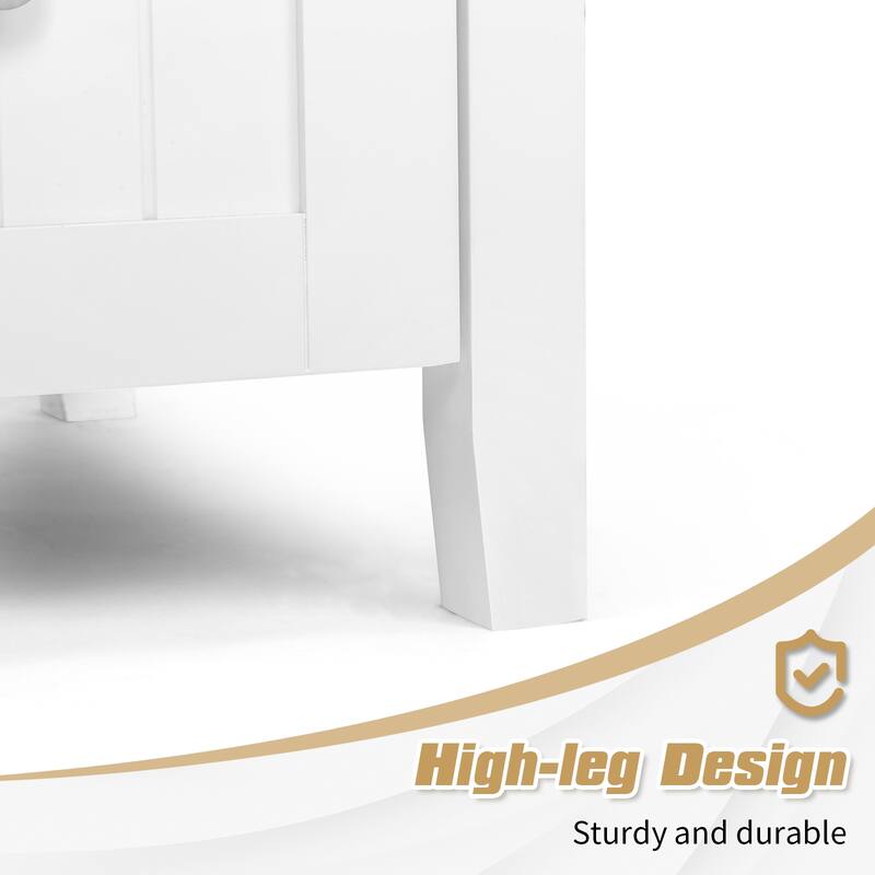 Modern Lacquered Bathroom Organizer Cabinet with Two Drawers and Dual Doors for Storage - 35.82”(H) x 18.11(W) x 32.28 (D)
