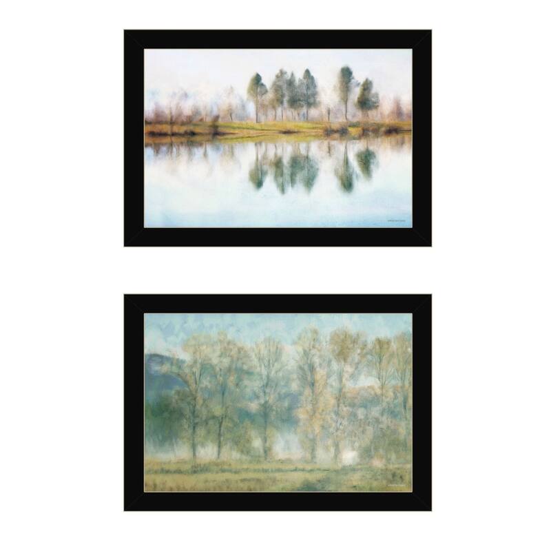 Trendy Decor 4U "Peaceful Lake Reflection" Printed Framed Wall Art by Bluebird Barn - Black - 20 x 14