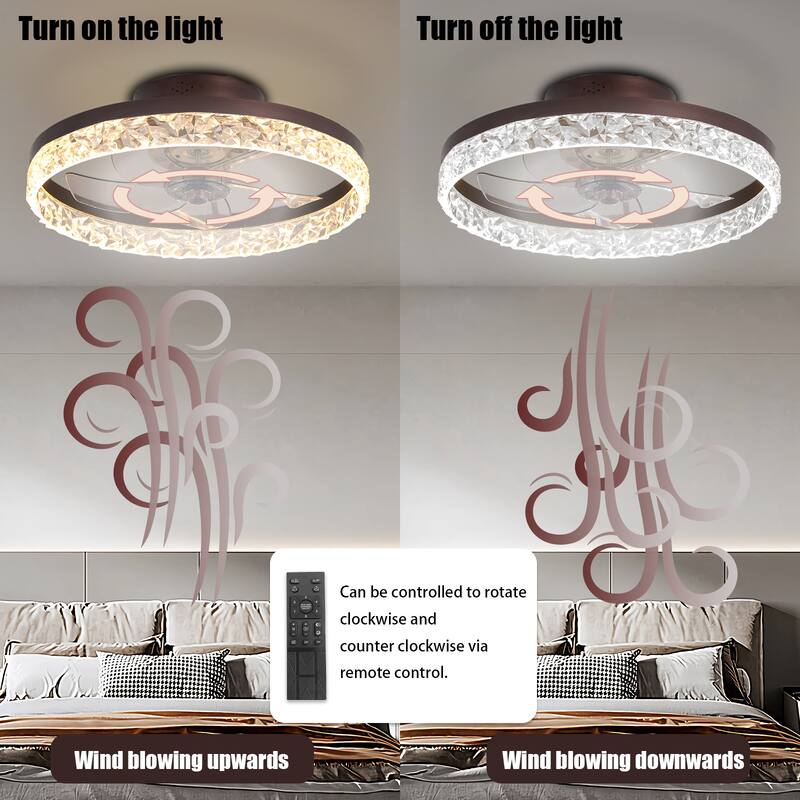 Modern Ceiling Fan Light with Adjustable Color Temperature and Remote Control, 6 Wind Speeds for Bedroom and Living Room