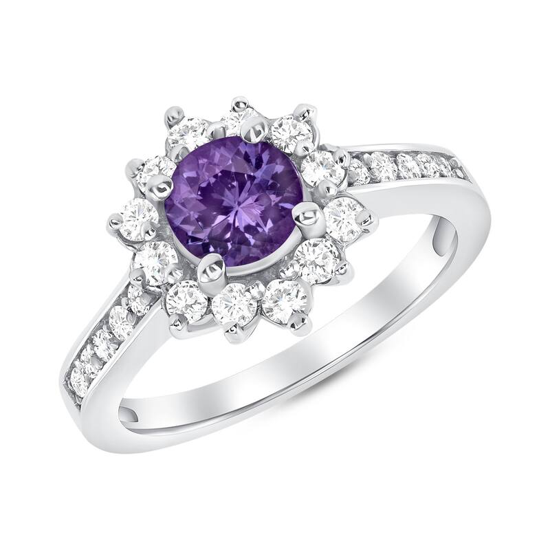 0.86 ct Tanzanite and Diamond Ring in 14k White Gold