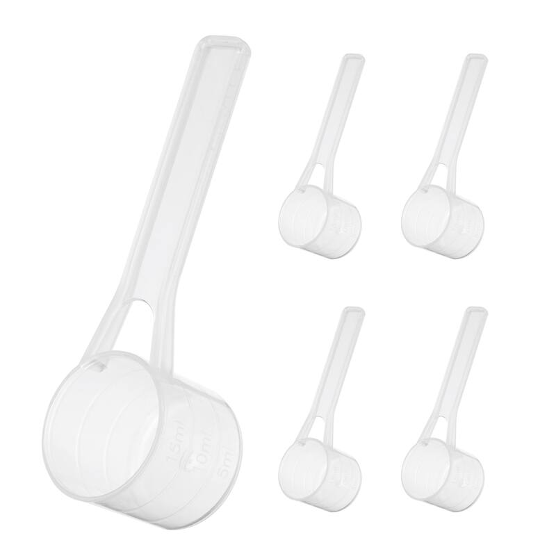5 Pcs Measuring Spoon with Short Handle, Teaspoon (15ML) with Graduations - Transparent - 15ML