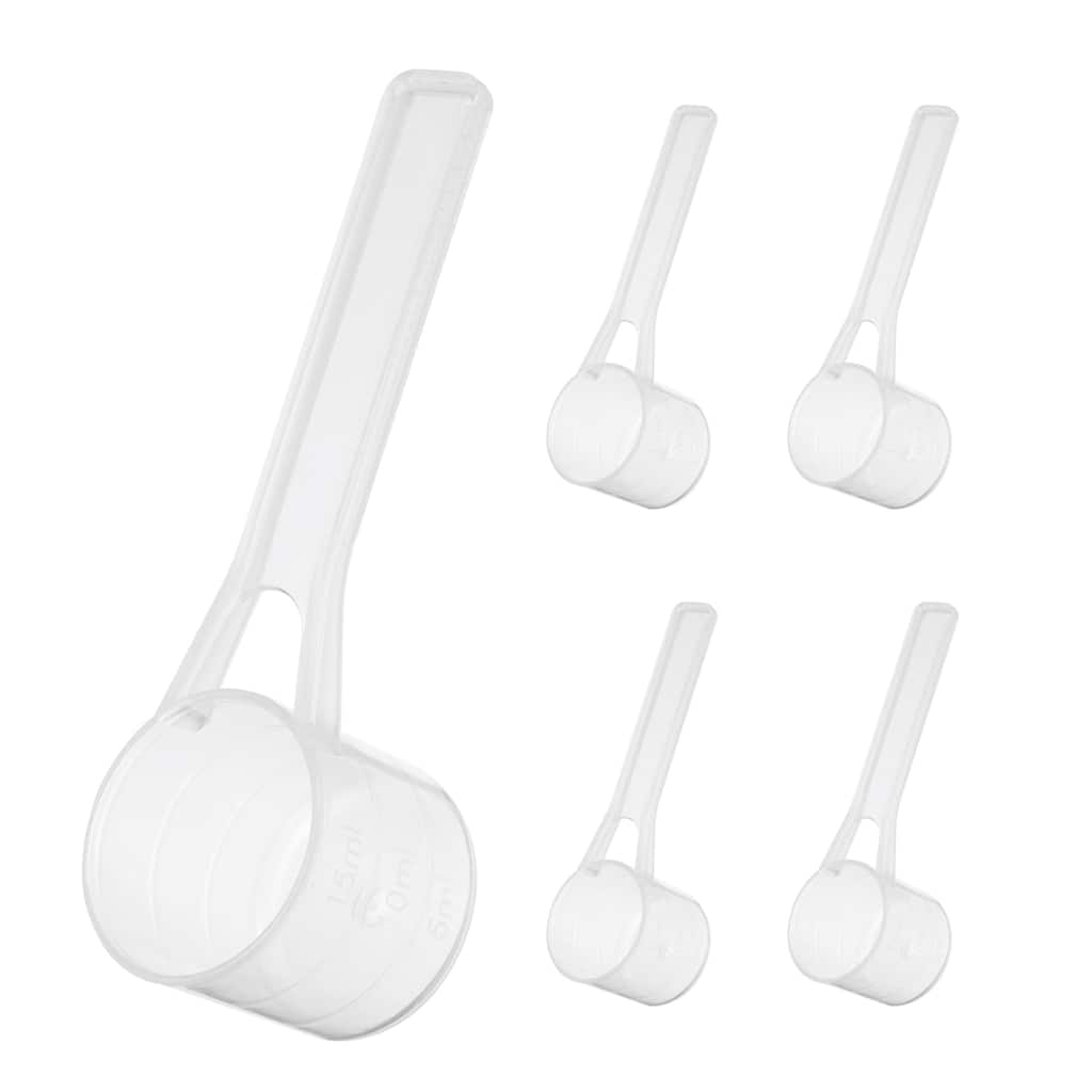 5 Pcs Measuring Spoon with Short Handle, Teaspoon (15ML) with Graduations - Transparent - 15ML