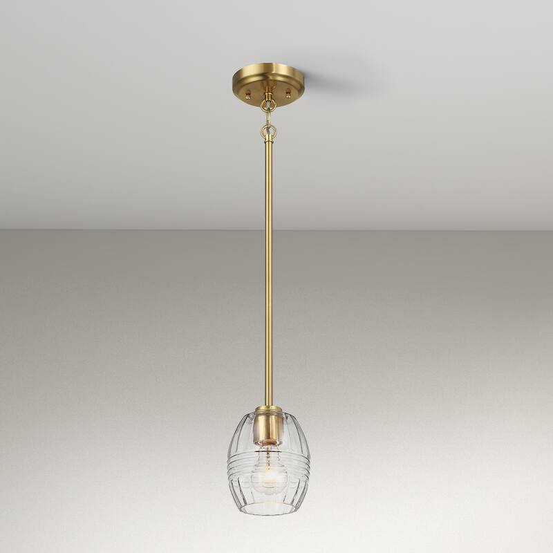 Visa Single Pendant Hanging Light with Clear Glass Shade - Gold
