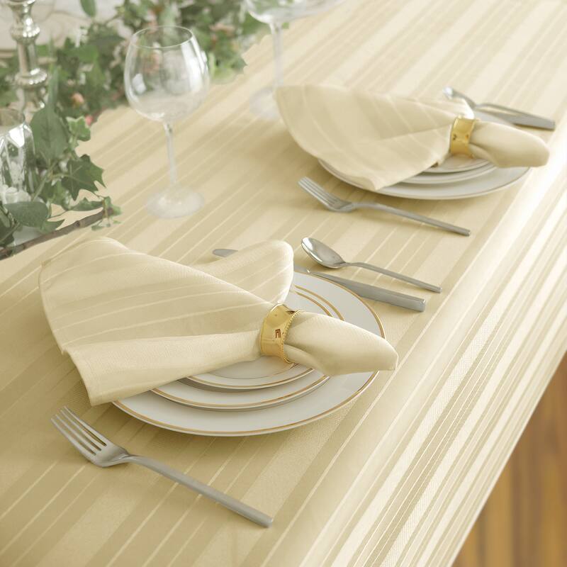 Elrene Denley Stripe Damask Fabric Set of 4 Napkins - 17" w x 17" l - Ivory